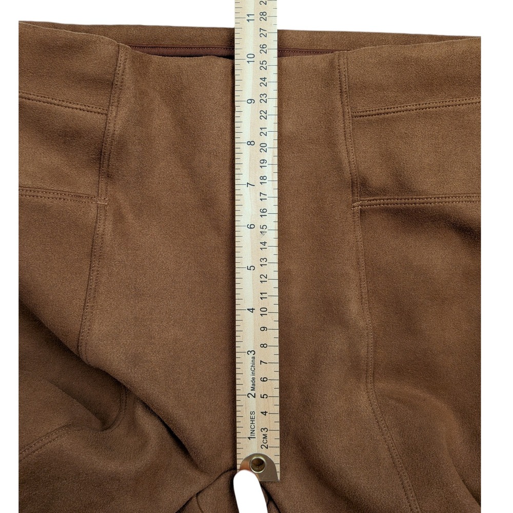 Spanx Leggings Rich Caramel Faux Suede Pull On Elastic Waistband Stretch Size M - Picture 8 of 11